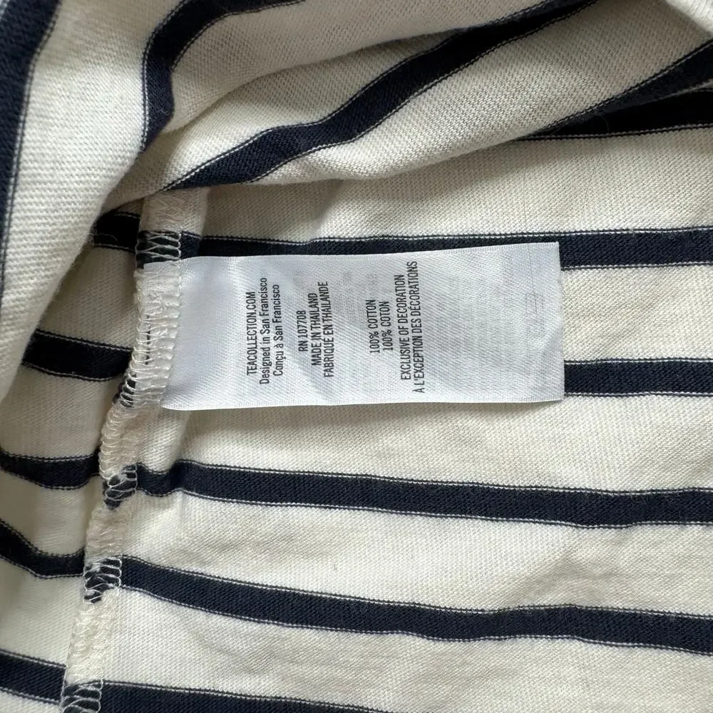 TEA COLLECTION Classic Striped Dress Blue White Sz 14 Girls Embroidered 8F82300